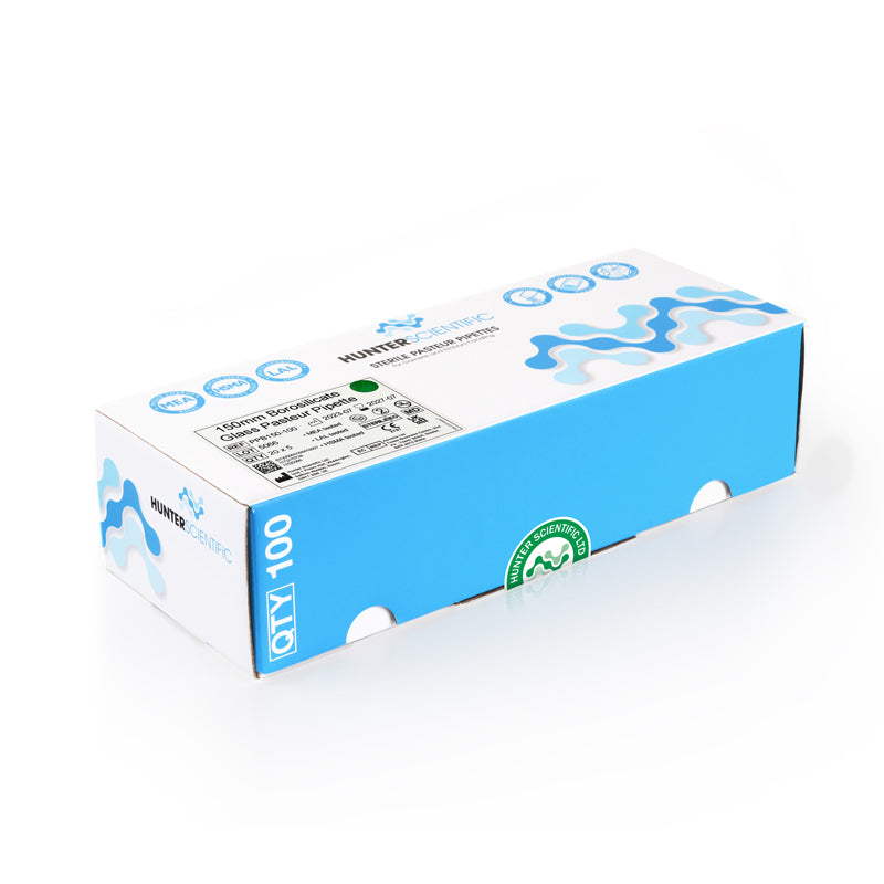 Hunter Sterile pasteurs 150mm borosilicate glass x 100